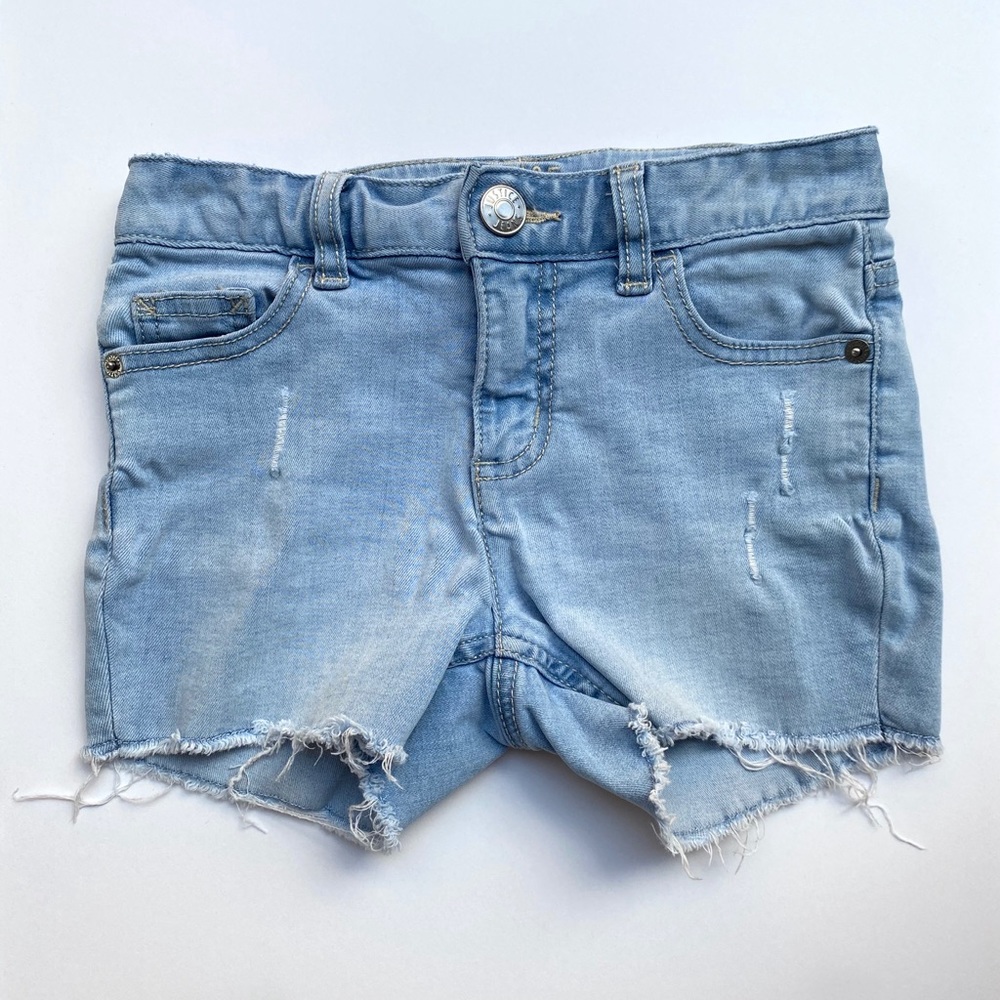 Girls Light Wash Distress Denim Shorts